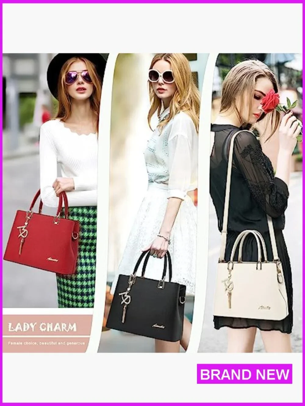 Classic Satchel Handbag Faux Leather Tote Shoulder Crossbody Bag Purse